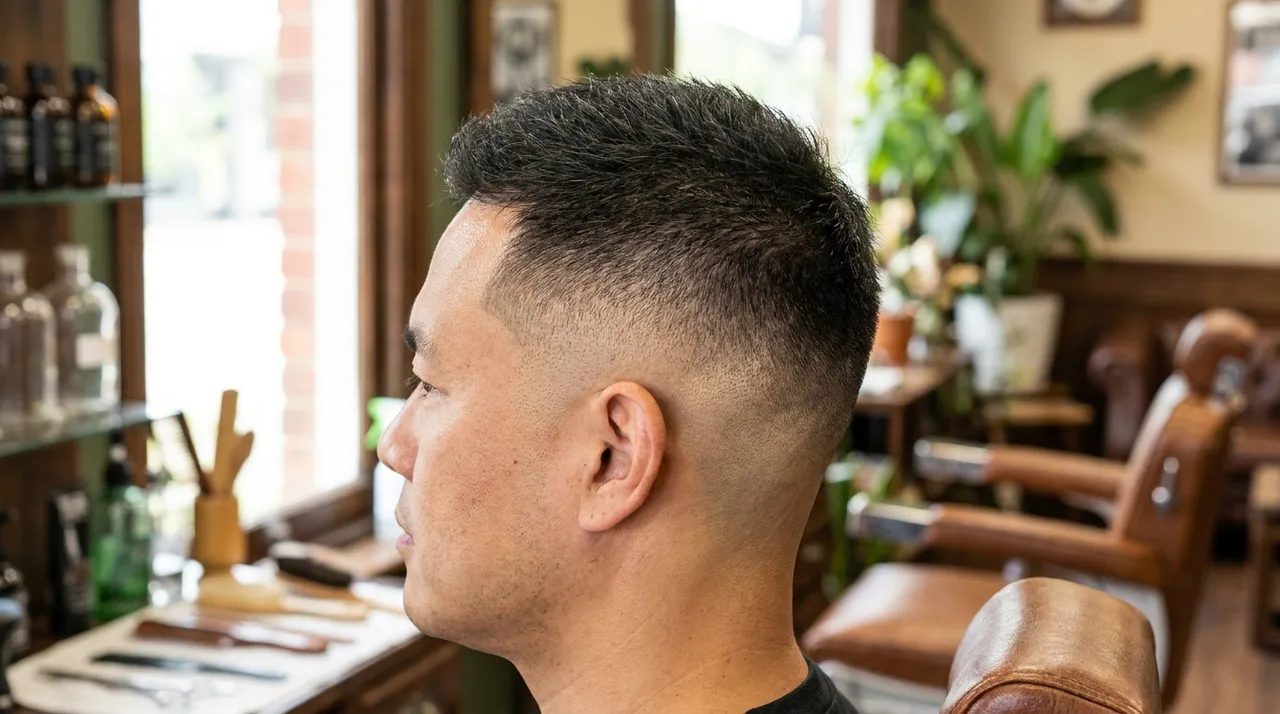 Side view of a fresh fade in a barbershop, the kind of real work photo a gallery needs