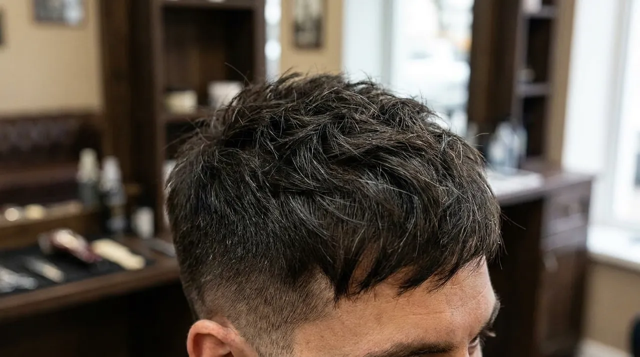 Finished textured crop with a skin fade, the kind of work photo to add to a Google profile
